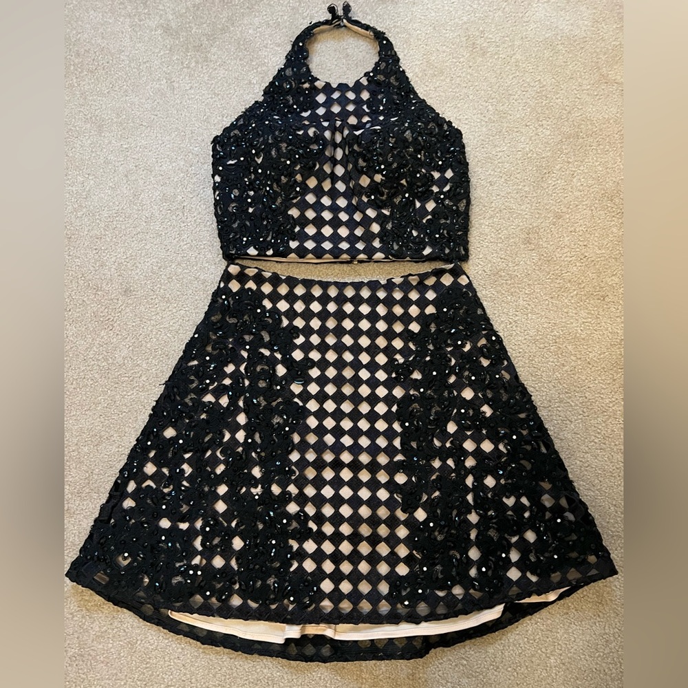 2 piece black Jovani cocktail dress